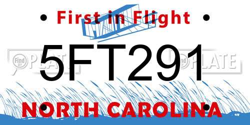 5FT291 North Carolina License Plate