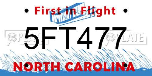 5FT477 North Carolina License Plate