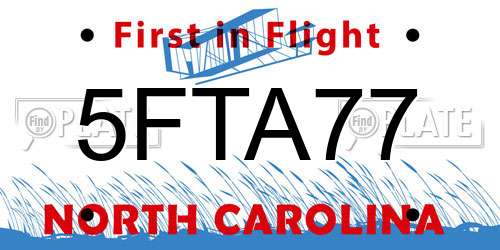 5FTA77 North Carolina License Plate