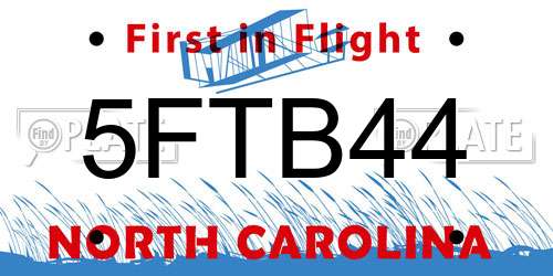 5FTB44 North Carolina License Plate