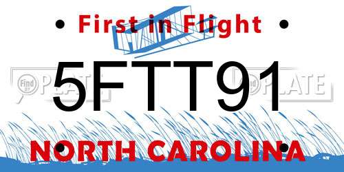 5FTT91 North Carolina License Plate