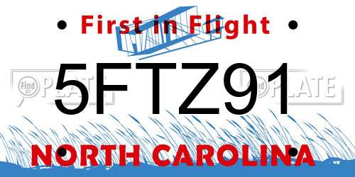 5FTZ91 North Carolina License Plate