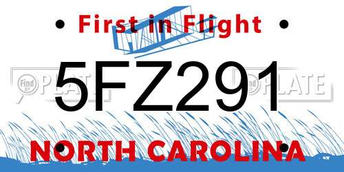 5FZ291 North Carolina License Plate