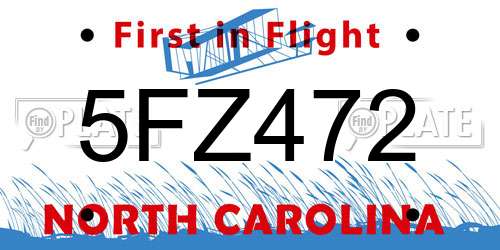 5FZ472 North Carolina License Plate