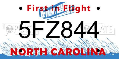 5FZ844 North Carolina License Plate