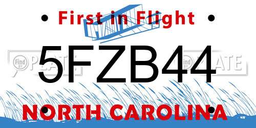 5FZB44 North Carolina License Plate