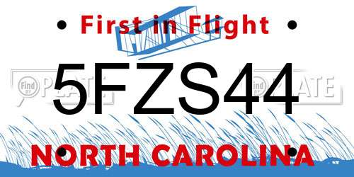 5FZS44 North Carolina License Plate