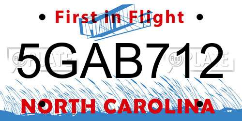 5GAB712 North Carolina License Plate