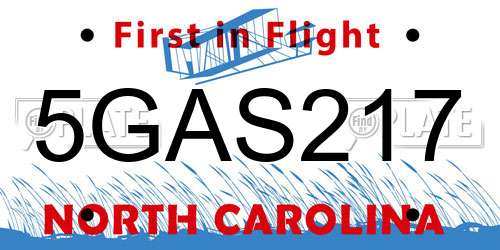 5GAS217 North Carolina License Plate