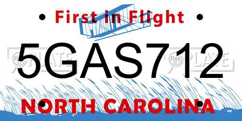 5GAS712 North Carolina License Plate
