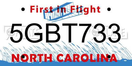 5GBT733 North Carolina License Plate