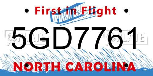 5GD7761 North Carolina License Plate