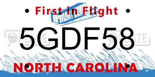 5GDF58 North Carolina License Plate