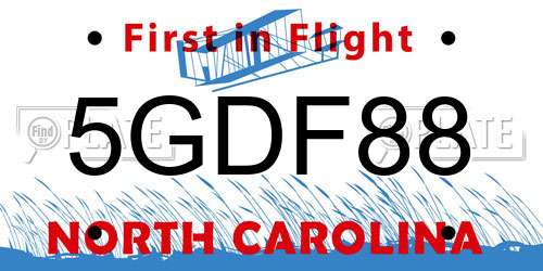 5GDF88 North Carolina License Plate