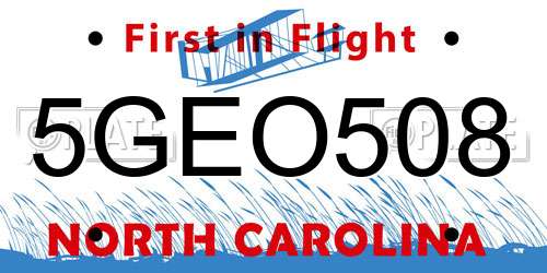 5GEO508 North Carolina License Plate