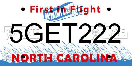 5GET222 North Carolina License Plate