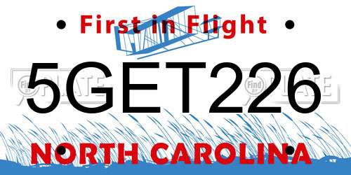 5GET226 North Carolina License Plate