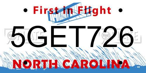 5GET726 North Carolina License Plate