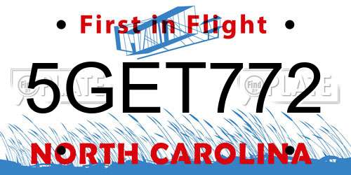 5GET772 North Carolina License Plate