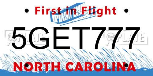 5GET777 North Carolina License Plate