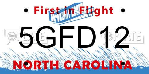 5GFD12 North Carolina License Plate