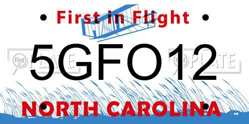 5GFO12 North Carolina License Plate