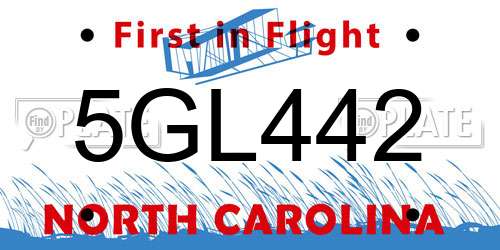 5GL442 North Carolina License Plate