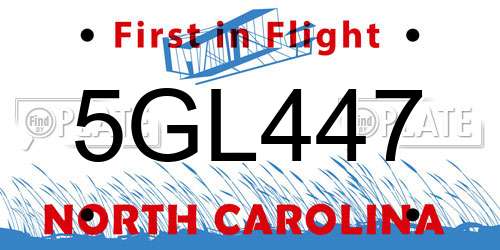 5GL447 North Carolina License Plate