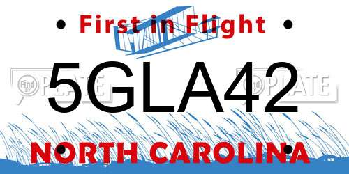 5GLA42 North Carolina License Plate