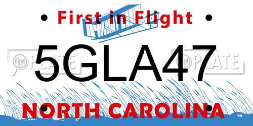 5GLA47 North Carolina License Plate
