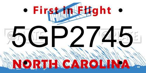 5GP2745 North Carolina License Plate