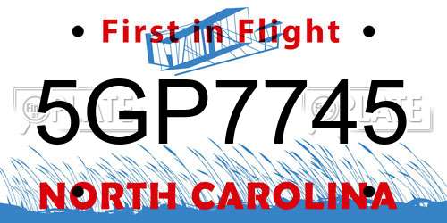5GP7745 North Carolina License Plate