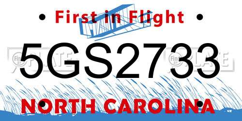 5GS2733 North Carolina License Plate