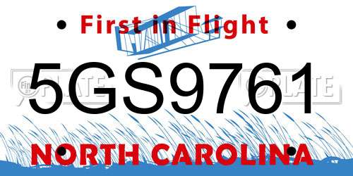 5GS9761 North Carolina License Plate
