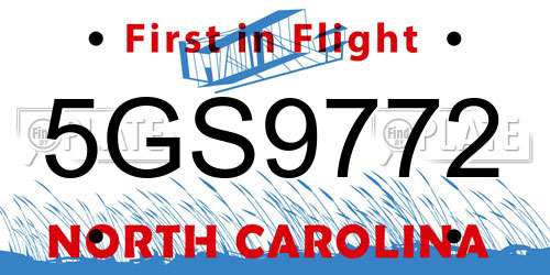 5GS9772 North Carolina License Plate