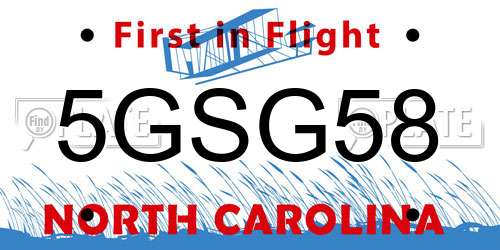 5GSG58 North Carolina License Plate