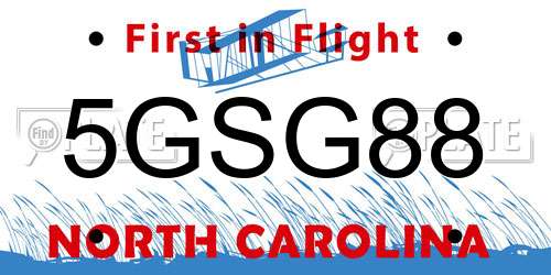 5GSG88 North Carolina License Plate
