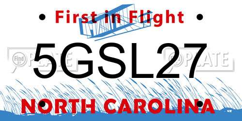 5GSL27 North Carolina License Plate