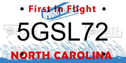 5GSL72 North Carolina License Plate