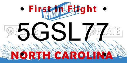 5GSL77 North Carolina License Plate
