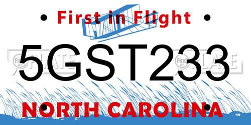 5GST233 North Carolina License Plate