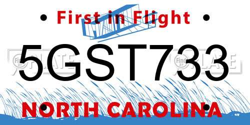 5GST733 North Carolina License Plate