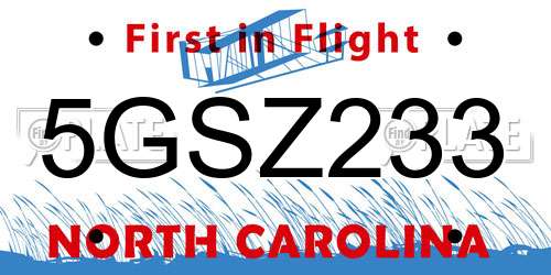5GSZ233 North Carolina License Plate