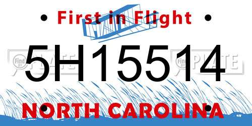 5H15514 North Carolina License Plate