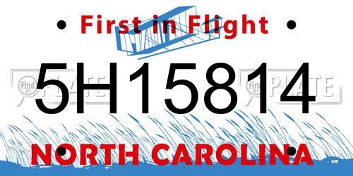 5H15814 North Carolina License Plate