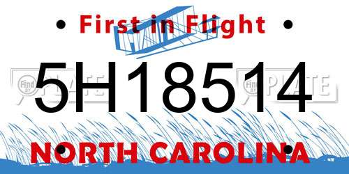 5H18514 North Carolina License Plate