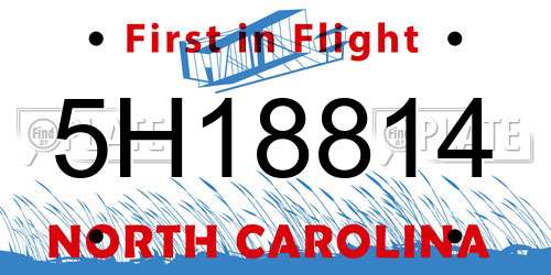 5H18814 North Carolina License Plate