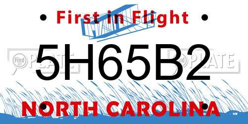 5H65B2 North Carolina License Plate