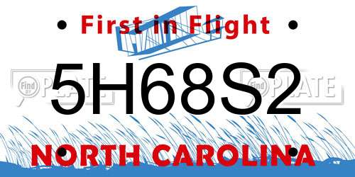 5H68S2 North Carolina License Plate