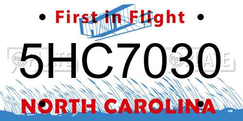 5HC7030 North Carolina License Plate